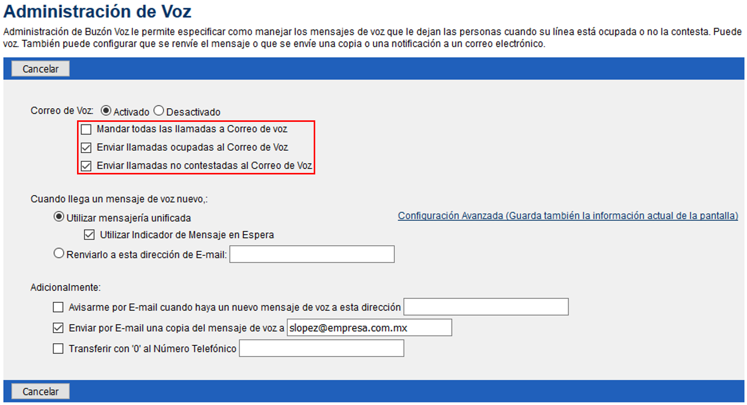 Correo de voz online nuevo